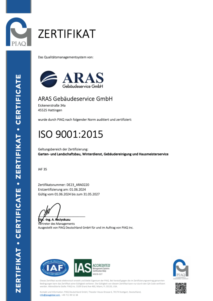 Zertifikat DE23 ARA0220 Zertifikat DE23 ARA0220