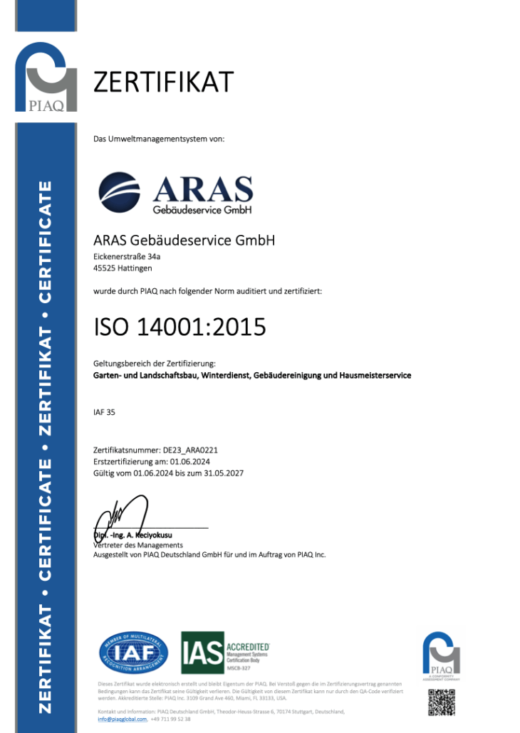 Zertifikat DE23 ARA0221 Zertifikat DE23 ARA0221